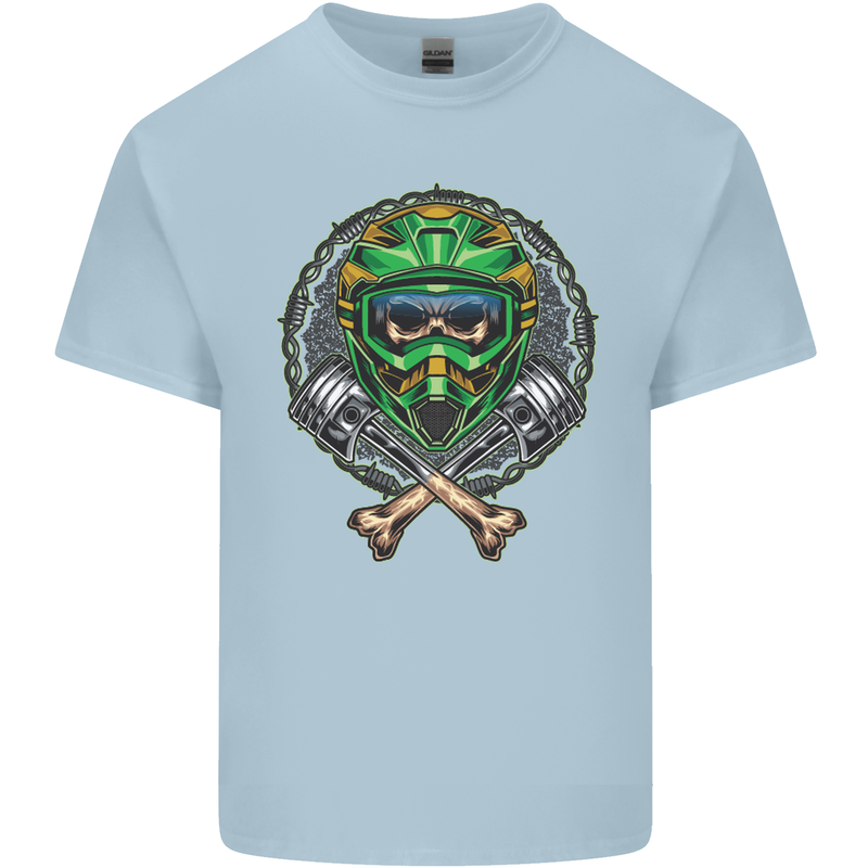 Motocross Skull Dirt Bike MotoX Kids T-Shirt Childrens Light Blue