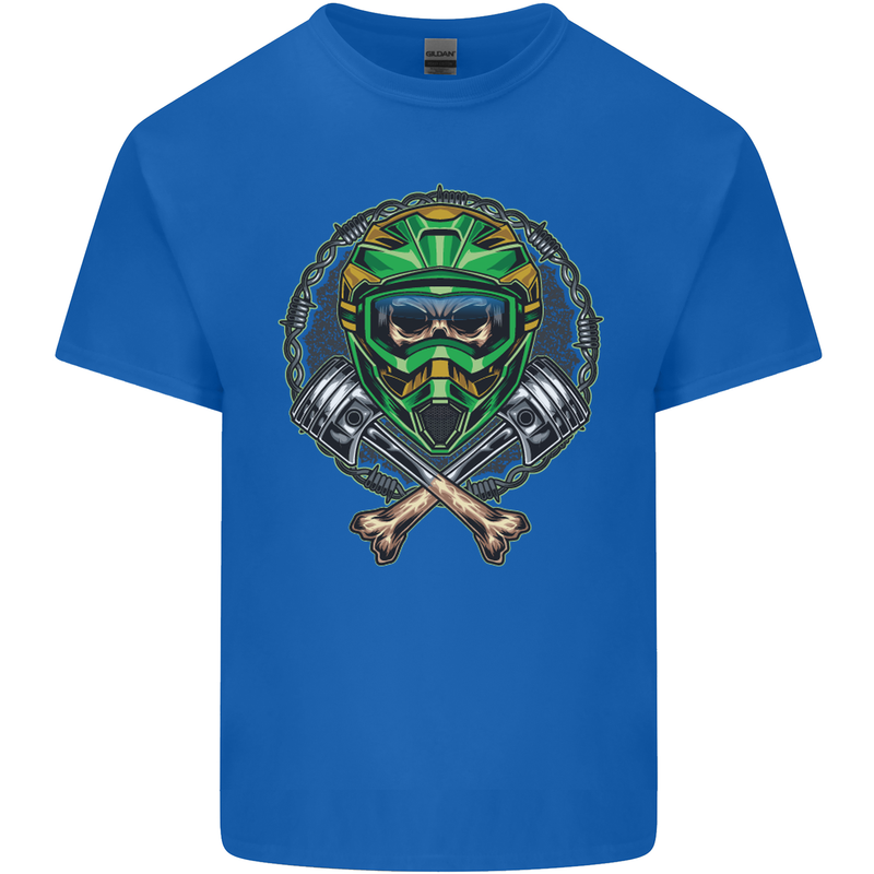 Motocross Skull Dirt Bike MotoX Kids T-Shirt Childrens Royal Blue