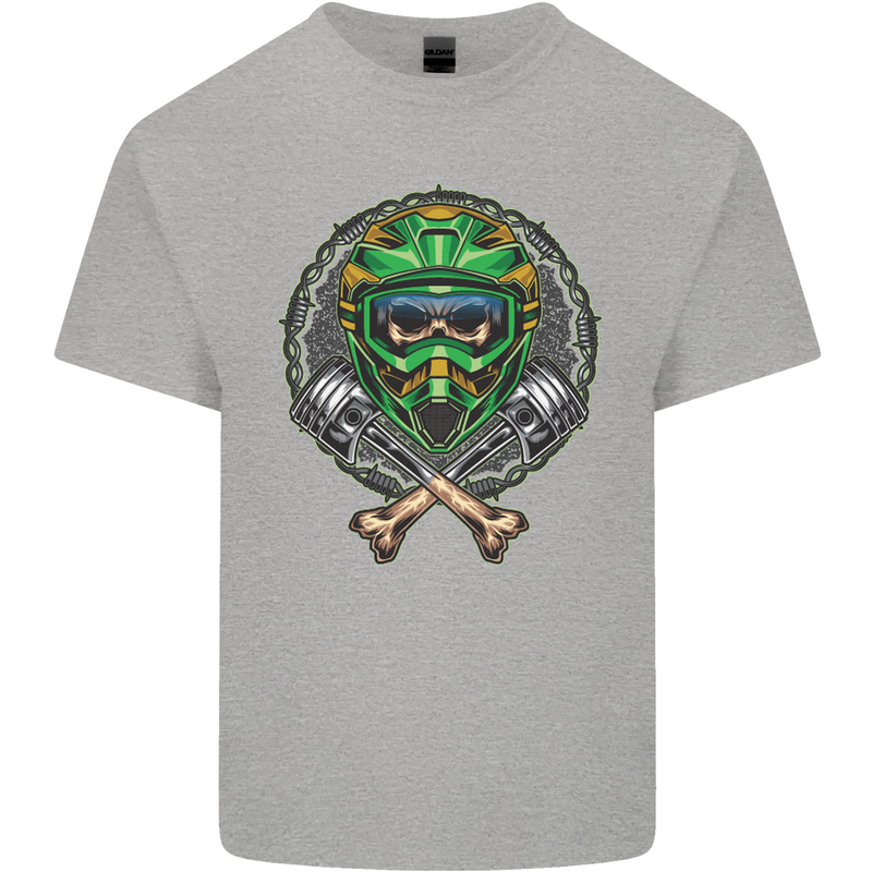 Motocross Skull Dirt Bike MotoX Kids T-Shirt Childrens Sports Grey