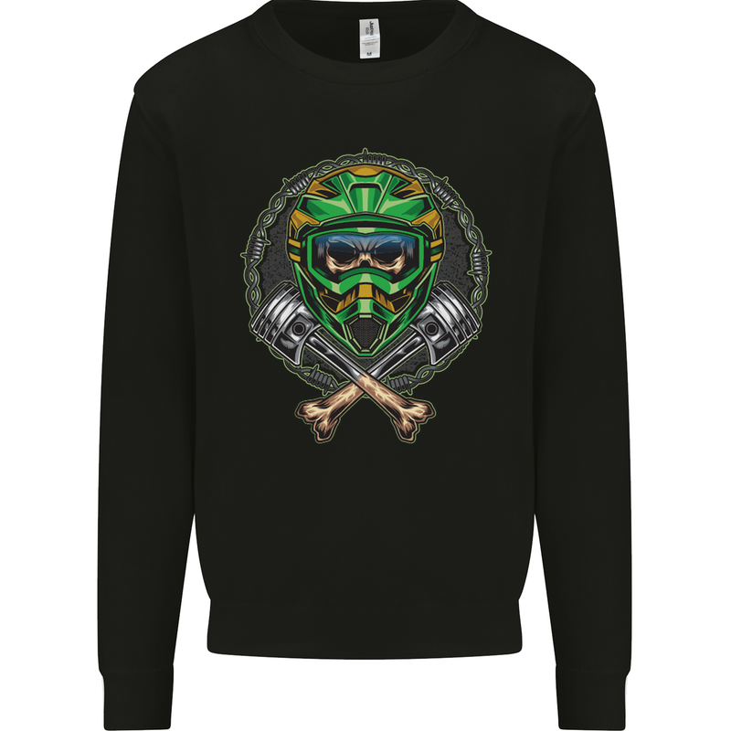 Motocross Skull Dirt Bike MotoX Mens Sweatshirt Jumper Black