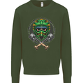 Motocross Skull Dirt Bike MotoX Mens Sweatshirt Jumper Forest Green