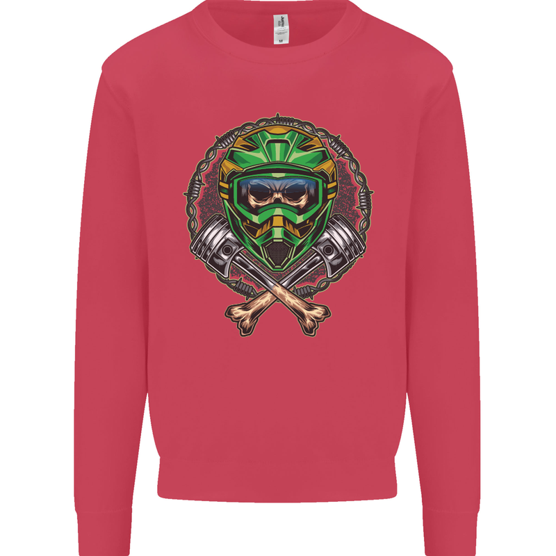 Motocross Skull Dirt Bike MotoX Mens Sweatshirt Jumper Heliconia