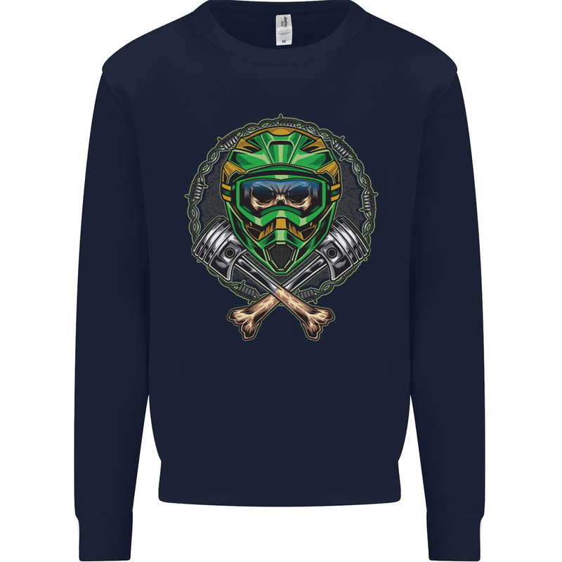 Motocross Skull Dirt Bike MotoX Mens Sweatshirt Jumper Navy Blue