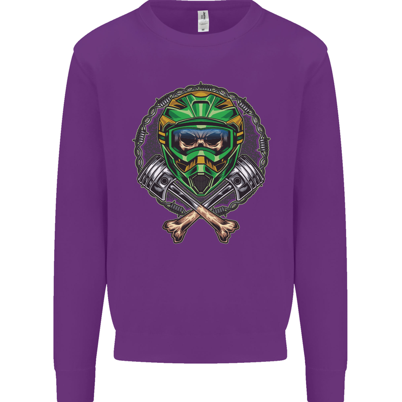 Motocross Skull Dirt Bike MotoX Mens Sweatshirt Jumper Purple