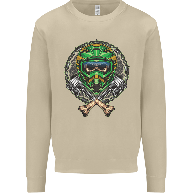 Motocross Skull Dirt Bike MotoX Mens Sweatshirt Jumper Sand