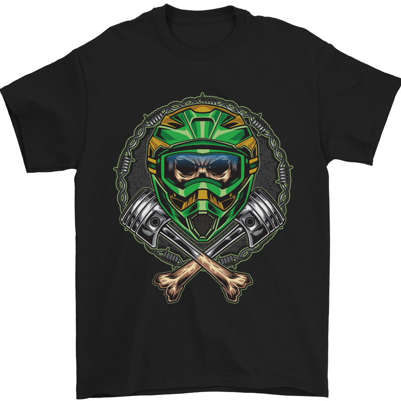 Motocross Skull Dirt Bike MotoX Mens T-Shirt Cotton Gildan Black