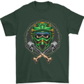 Motocross Skull Dirt Bike MotoX Mens T-Shirt Cotton Gildan Forest Green
