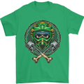 Motocross Skull Dirt Bike MotoX Mens T-Shirt Cotton Gildan Irish Green