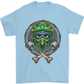 Motocross Skull Dirt Bike MotoX Mens T-Shirt Cotton Gildan Light Blue