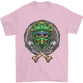 Motocross Skull Dirt Bike MotoX Mens T-Shirt Cotton Gildan Light Pink