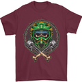 Motocross Skull Dirt Bike MotoX Mens T-Shirt Cotton Gildan Maroon