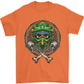 Motocross Skull Dirt Bike MotoX Mens T-Shirt Cotton Gildan Orange