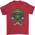 Motocross Skull Dirt Bike MotoX Mens T-Shirt Cotton Gildan Red