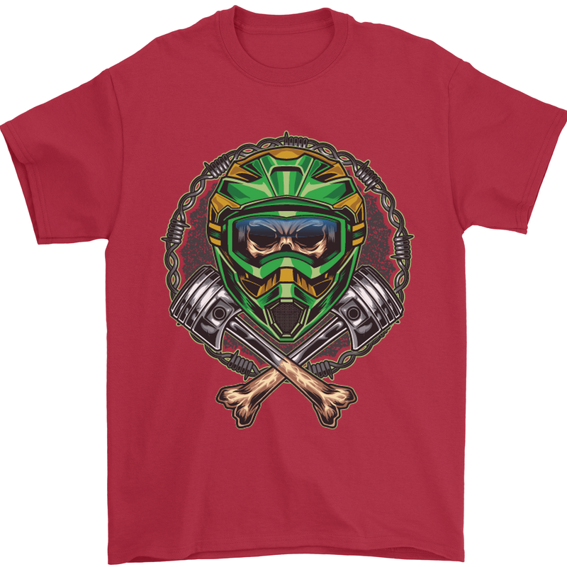 Motocross Skull Dirt Bike MotoX Mens T-Shirt Cotton Gildan Red
