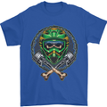 Motocross Skull Dirt Bike MotoX Mens T-Shirt Cotton Gildan Royal Blue