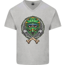 Motocross Skull Dirt Bike MotoX Mens V-Neck Cotton T-Shirt Sports Grey