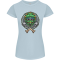 Motocross Skull Dirt Bike MotoX Womens Petite Cut T-Shirt Light Blue