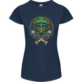Motocross Skull Dirt Bike MotoX Womens Petite Cut T-Shirt Navy Blue