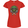 Motocross Skull Dirt Bike MotoX Womens Petite Cut T-Shirt Red