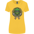 Motocross Skull Dirt Bike MotoX Womens Wider Cut T-Shirt Yellow