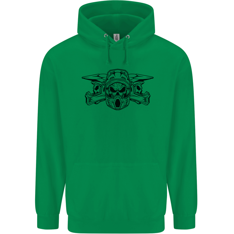 Motocross Skulls Dirt Bike MotoX Motorcycle Childrens Kids Hoodie Irish Green