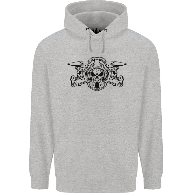 Motocross Skulls Dirt Bike MotoX Motorcycle Childrens Kids Hoodie Sports Grey
