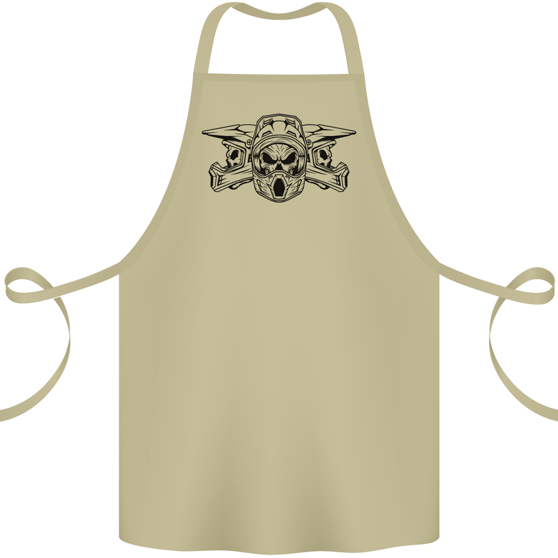 Motocross Skulls Dirt Bike MotoX Motorcycle Cotton Apron 100% Organic Khaki