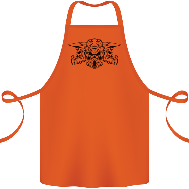 Motocross Skulls Dirt Bike MotoX Motorcycle Cotton Apron 100% Organic Orange