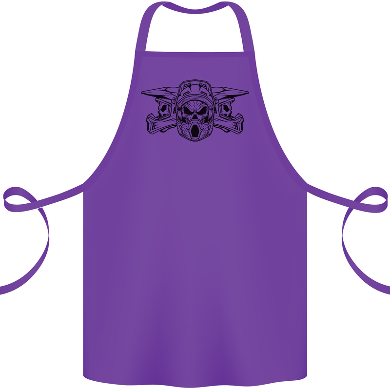 Motocross Skulls Dirt Bike MotoX Motorcycle Cotton Apron 100% Organic Purple