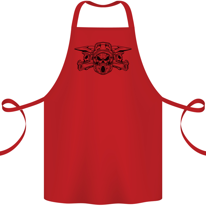 Motocross Skulls Dirt Bike MotoX Motorcycle Cotton Apron 100% Organic Red