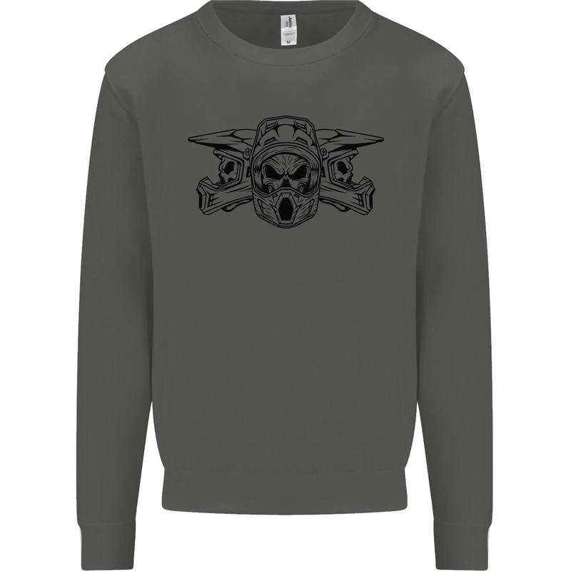 Motocross Skulls Dirt Bike MotoX Motorcycle Kids Sweatshirt Jumper Storm Grey