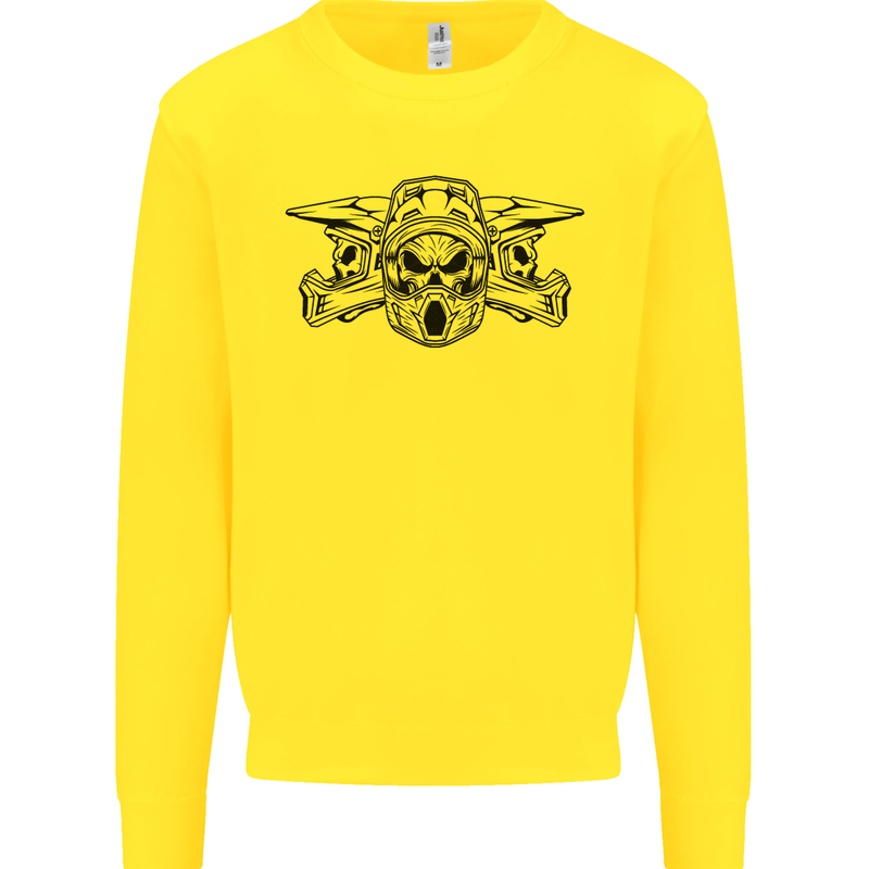 Motocross Skulls Dirt Bike MotoX Motorcycle Kids Sweatshirt Jumper Yellow