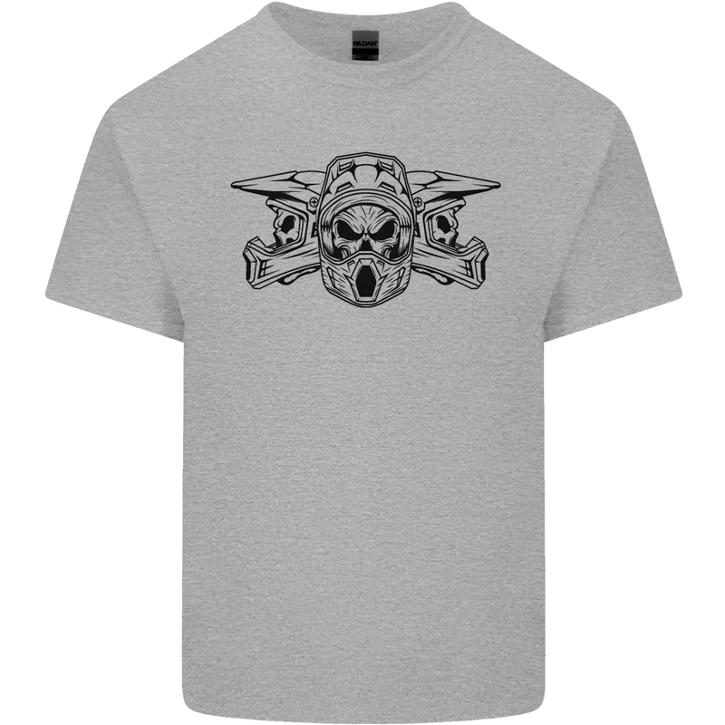 Motocross Skulls Dirt Bike MotoX Motorcycle Kids T-Shirt Childrens Sports Grey