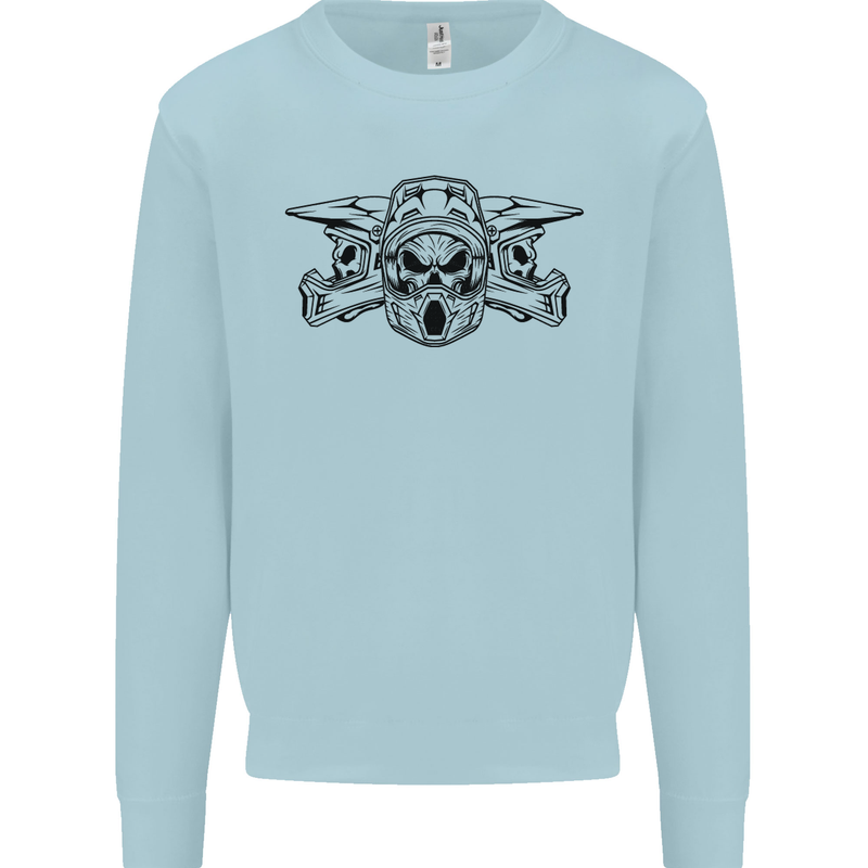 Motocross Skulls Dirt Bike MotoX Motorcycle Mens Sweatshirt Jumper Light Blue