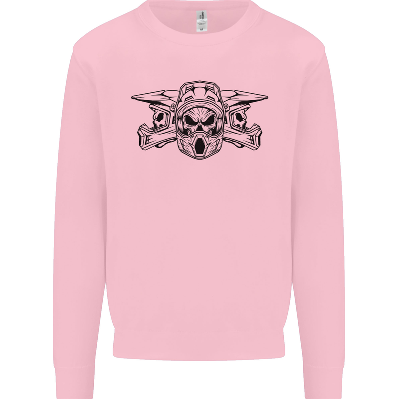 Motocross Skulls Dirt Bike MotoX Motorcycle Mens Sweatshirt Jumper Light Pink