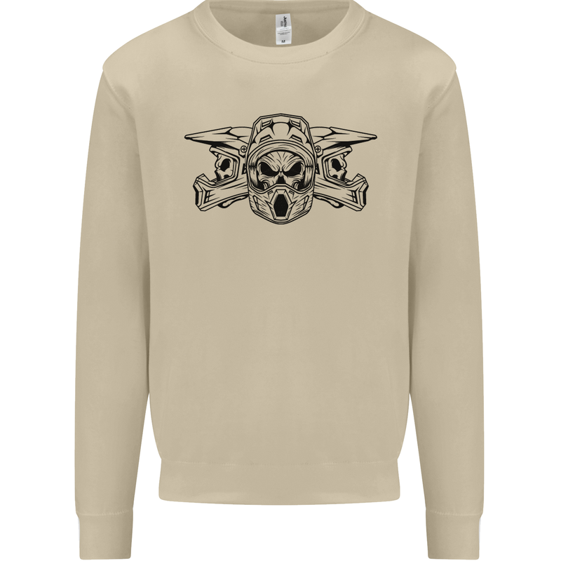 Motocross Skulls Dirt Bike MotoX Motorcycle Mens Sweatshirt Jumper Sand