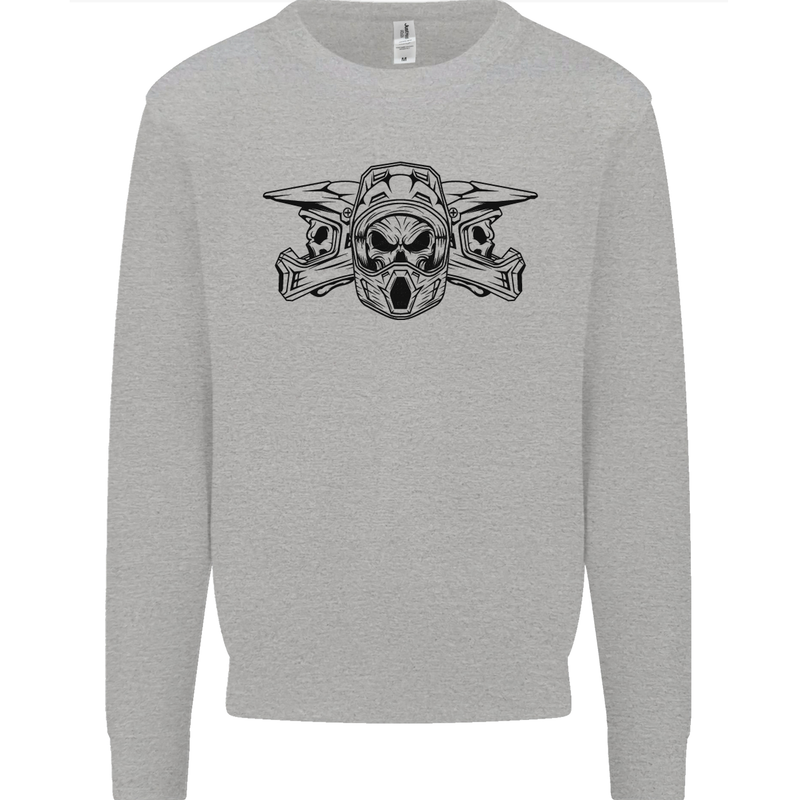 Motocross Skulls Dirt Bike MotoX Motorcycle Mens Sweatshirt Jumper Sports Grey