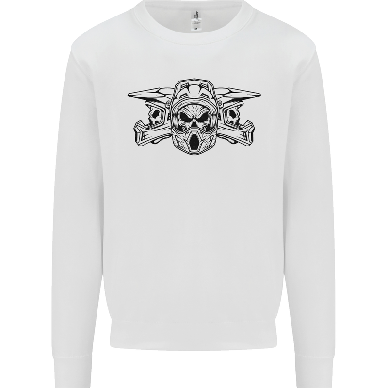 Motocross Skulls Dirt Bike MotoX Motorcycle Mens Sweatshirt Jumper White