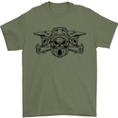 Motocross Skulls Dirt Bike MotoX Motorcycle Mens T-Shirt Cotton Gildan Military Green
