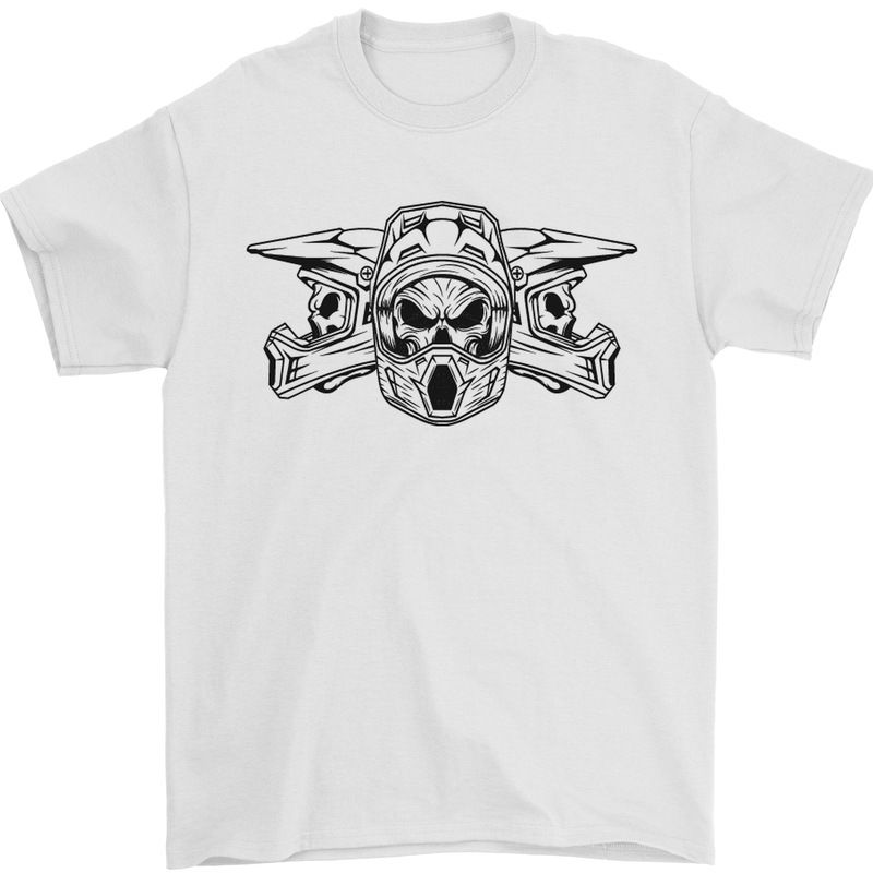 Motocross Skulls Dirt Bike MotoX Motorcycle Mens T-Shirt Cotton Gildan White