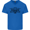 Motocross Skulls Dirt Bike MotoX Motorcycle Mens V-Neck Cotton T-Shirt Royal Blue