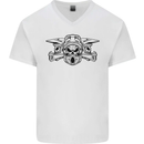 Motocross Skulls Dirt Bike MotoX Motorcycle Mens V-Neck Cotton T-Shirt White