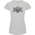 Motocross Skulls Dirt Bike MotoX Motorcycle Womens Petite Cut T-Shirt Sports Grey
