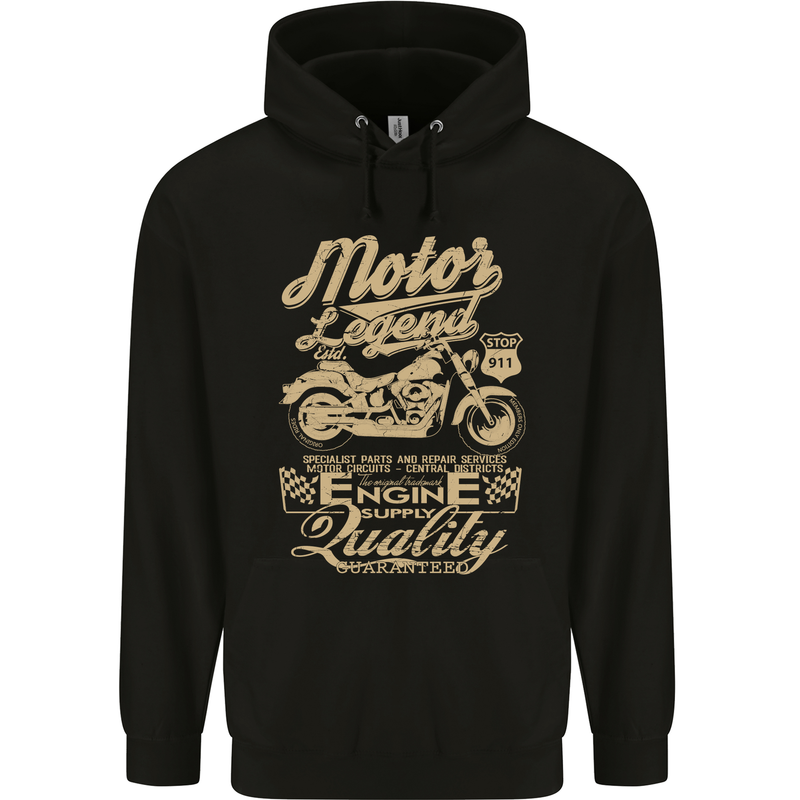 Motor Legend Biker Motorbike Motorcycle Childrens Kids Hoodie Black