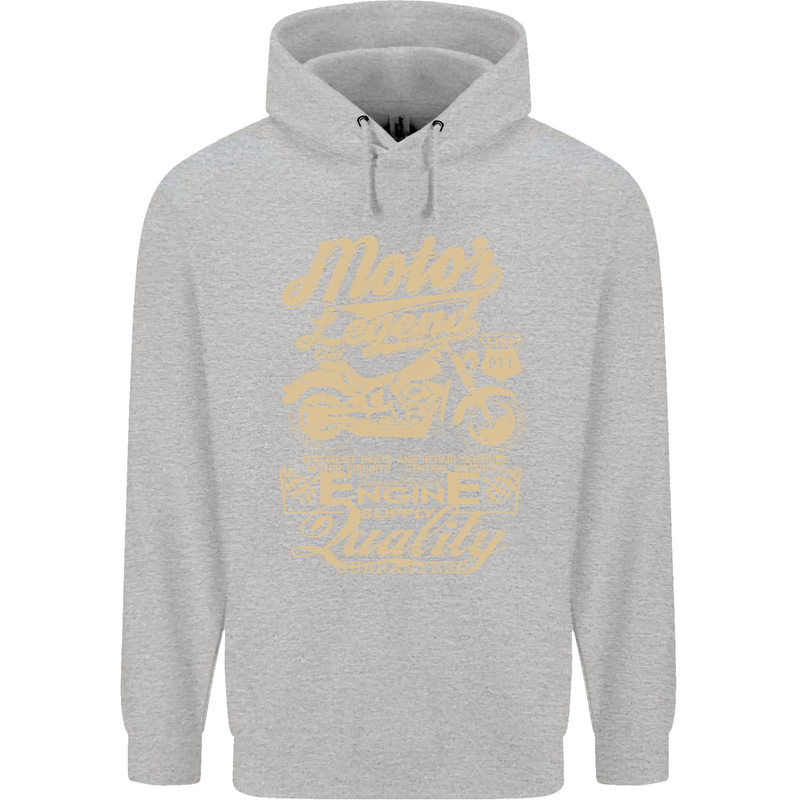 Motor Legend Biker Motorbike Motorcycle Childrens Kids Hoodie Sports Grey
