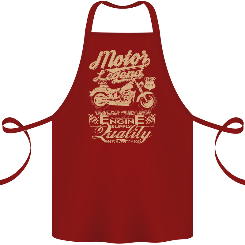 Motor Legend Biker Motorbike Motorcycle Cotton Apron 100% Organic Maroon