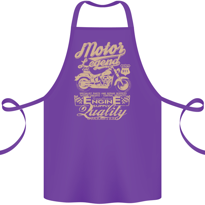 Motor Legend Biker Motorbike Motorcycle Cotton Apron 100% Organic Purple