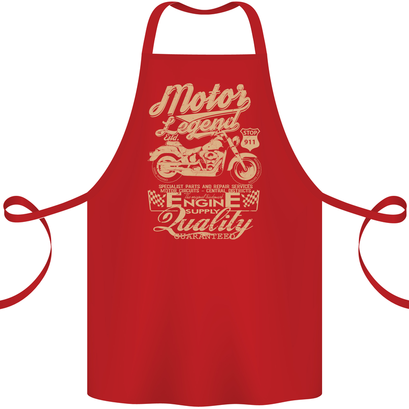 Motor Legend Biker Motorbike Motorcycle Cotton Apron 100% Organic Red
