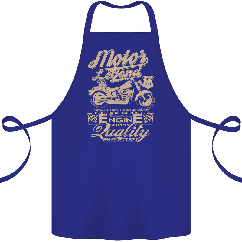Motor Legend Biker Motorbike Motorcycle Cotton Apron 100% Organic Royal Blue
