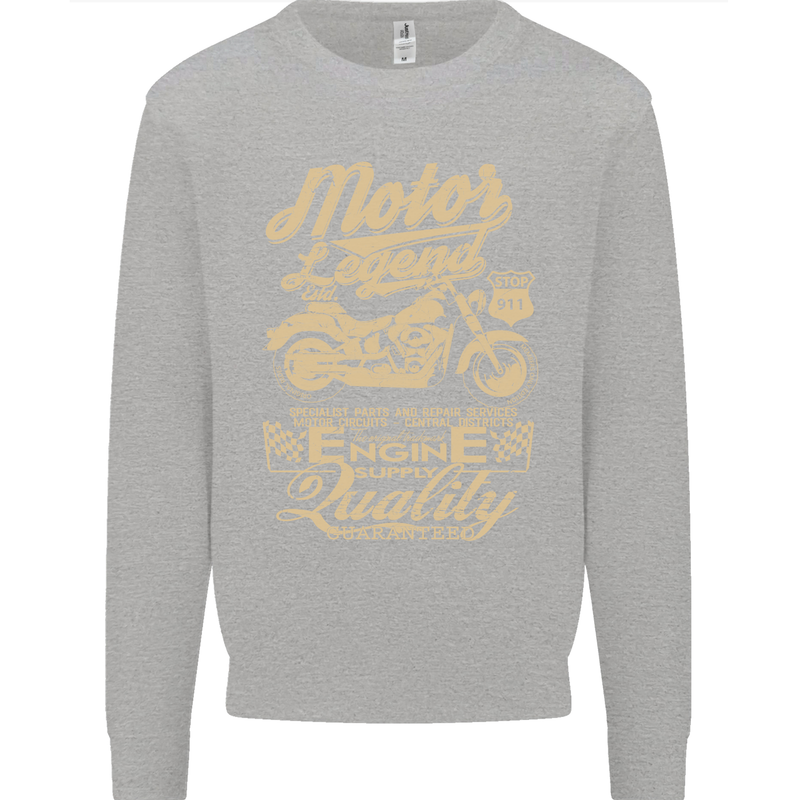 Motor Legend Biker Motorbike Motorcycle Kids Sweatshirt Jumper Sports Grey